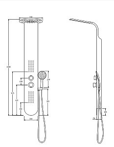 Душевая панель Taliente TA-G-A03Bb черная купить в интернет-магазине сантехники Sanbest