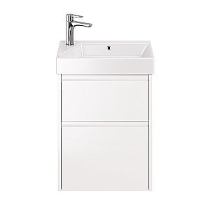 Тумба с  раковиной подвесная/напольная Dreja SLIM 55 белый глянец для ванной в интернет-магазине Sanbest