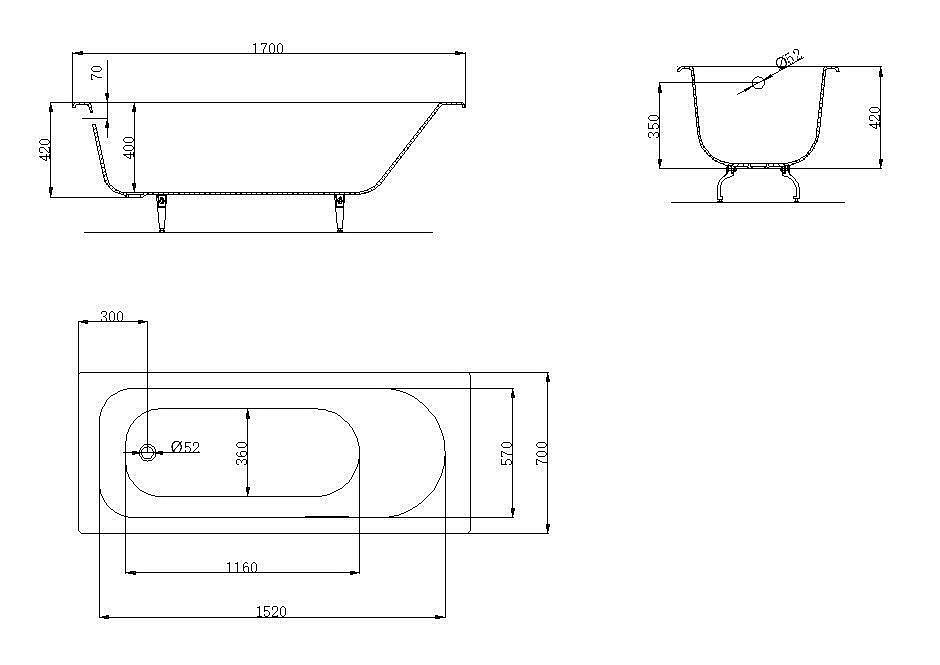 Ванна чугунная OWL 1975 Roxen OWLIB191102 170x70 белая купить в интернет-магазине Sanbest