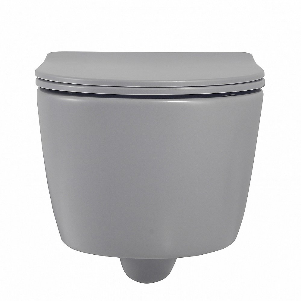 Унитаз подвесной ABBER Bequem AC1104MG с крышкой микролифт, безободковый, серый матовый купить в интернет-магазине Sanbest