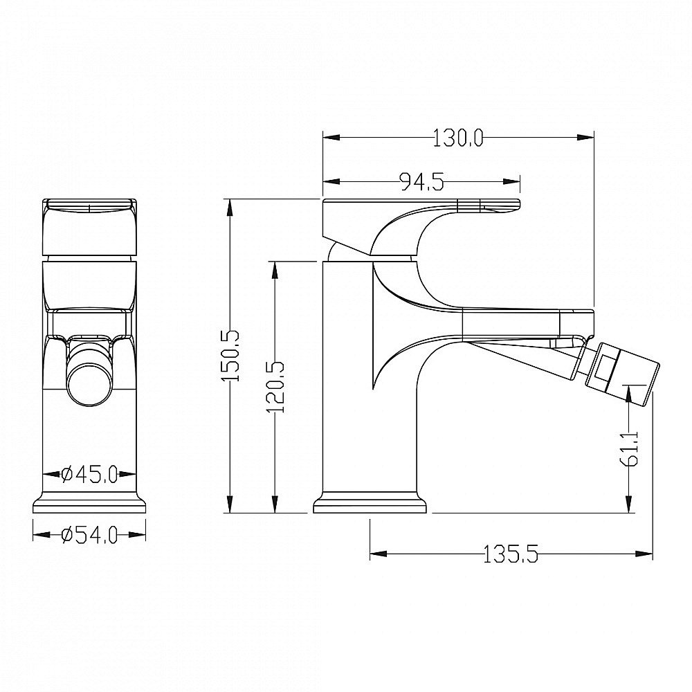 Смеситель для биде Boheme Spectre 456-GM сталь купить в интернет-магазине сантехники Sanbest