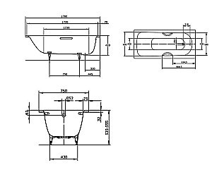 Ванна стальная Kaldewei Saniform Plus Star 336 170х75 133630000001 Antislip белый купить в интернет-магазине Sanbest