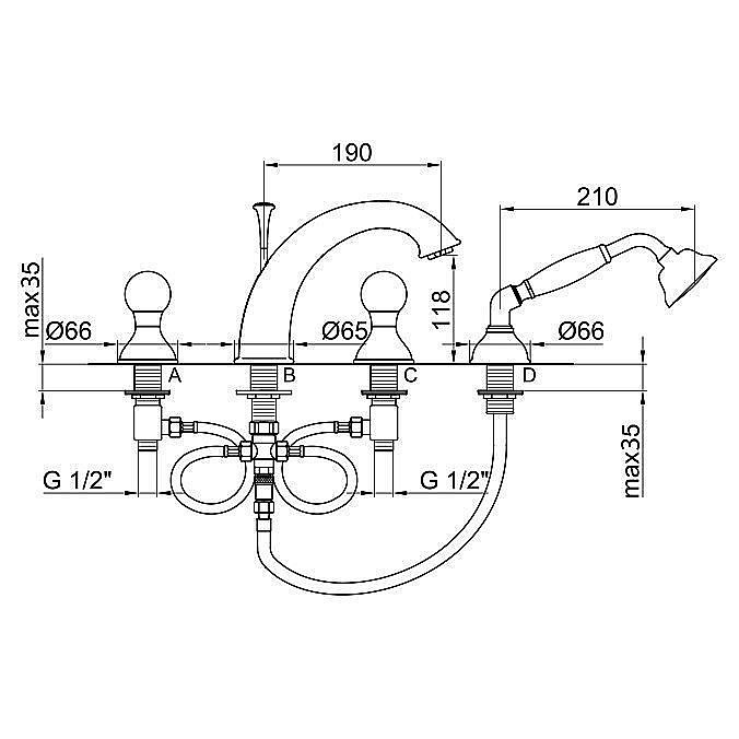 Смеситель на борт ванны Webert Karenina KA730101015 купить в интернет-магазине сантехники Sanbest
