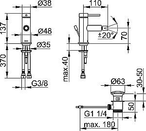 Смеситель для биде KEUCO IXMO SOFT 59509372000 черный матовый купить в интернет-магазине сантехники Sanbest