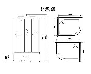 Душевая кабина Niagara P120, тропический душ, высокое расположение поддона купить в интернет-магазине Sanbest