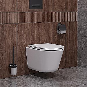 Унитаз подвесной Cezares Liner-Tor CZR-3808-53-TH-TOR/SC белый, безободковый, с крышкой микролифт, слив торнадо купить в интернет-магазине Sanbest