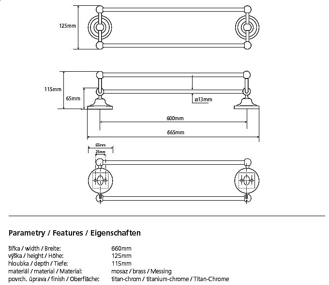 Полотенцедержатель двойной Bemeta Retro 144204238 купить в интернет-магазине сантехники Sanbest