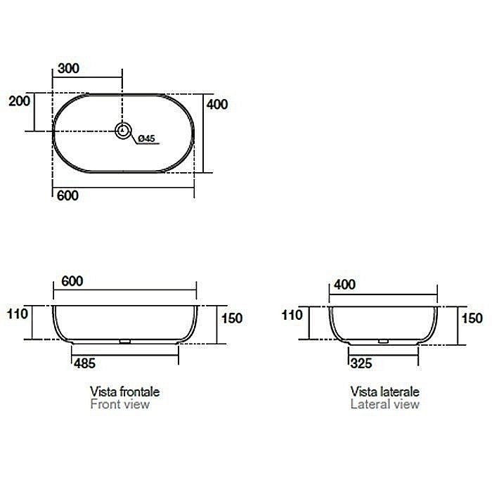 Раковина накладная Kerasan Nolita 60 534331 черная матовая купить в интернет-магазине Sanbest