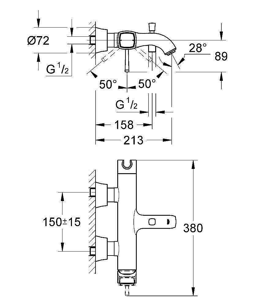 Смеситель для ванны Grohe Grandera 23317IG0 хром/золото купить в интернет-магазине сантехники Sanbest