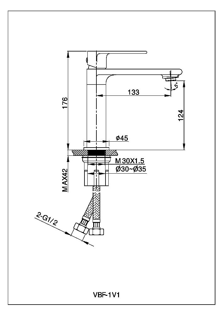 Смеситель для раковины Vincea Vogue VBF-1V1GM вороненая сталь купить в интернет-магазине сантехники Sanbest