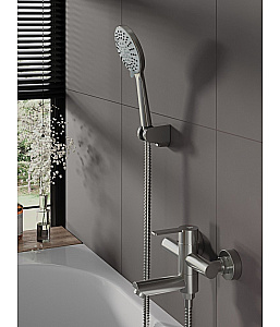 Смеситель для ванны Agger Easy A3121222 с душевым набором, сатин матовый купить в интернет-магазине сантехники Sanbest