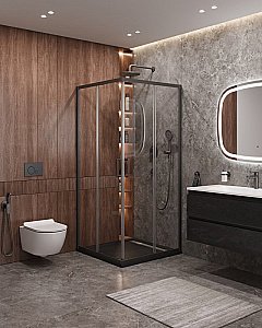 Душевой уголок Cezares Molveno 100x100 Molveno-A-2-100-C-GM-IV стекло прозрачное/профиль матовая оружейная сталь купить в интернет-магазине Sanbest