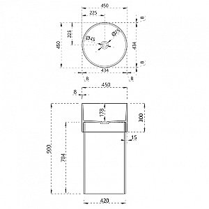 Раковина отдельностоящая прозрачная ABBER Kristall AT2701Saphir синяя купить в интернет-магазине Sanbest