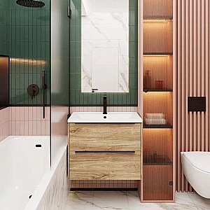 Тумба с раковиной La Fenice Tesoro 100 FNC-01-TES-DKK-100-2 канзас коричневый для ванной в интернет-магазине Sanbest