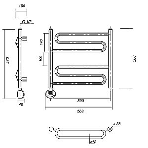 Полотенцесушитель электрический Domoterm Офелия П6 500x500 АБР E бронза купить в интернет-магазине сантехники Sanbest
