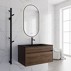 Тумба с раковиной Vincea Chiara 80 VMC-2C800CO/VCB-13800B тёмный дуб/раковина черная для ванной в интернет-магазине Sanbest