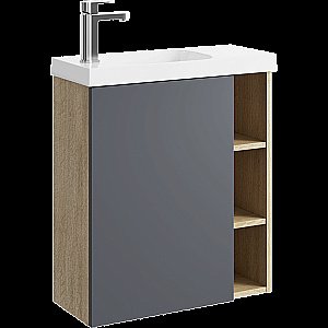 Тумба с раковиной Aqwella Alba 60 корпус дуб давос/фасад серый для ванной в интернет-магазине Sanbest