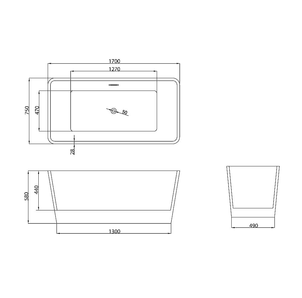 Ванна акриловая Grossman Cristal GR-2022M 170x75 белая матовая купить в интернет-магазине Sanbest
