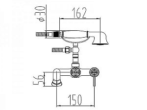 Смеситель для ванны Zorg Antic A 200W-SL купить в интернет-магазине сантехники Sanbest