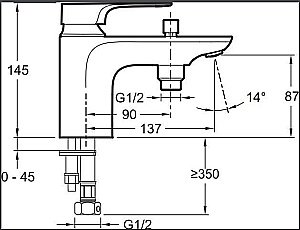 Смеситель для ванны Jacob Delafon ALEO+ E72321-CP купить в интернет-магазине сантехники Sanbest