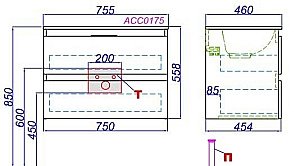 Тумба с раковиной Aqwella Accent 75 дуб золотой для ванной в интернет-магазине Sanbest