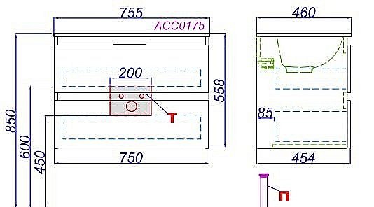 Тумба с раковиной Aqwella Accent 75 дуб золотой для ванной в интернет-магазине Sanbest