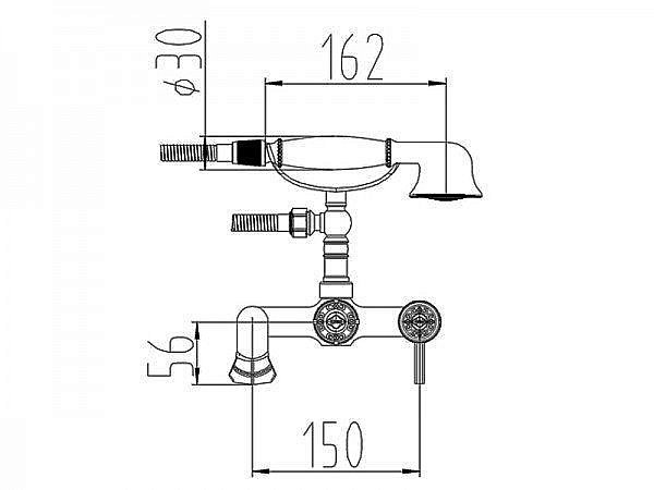 Смеситель для ванны Zorg Antic A 200W-SL купить в интернет-магазине сантехники Sanbest