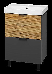 Тумба с раковиной Misty Форест - 60 Э-Фор-07060-0219-2Я светлое дерево/серый для ванной в интернет-магазине Sanbest