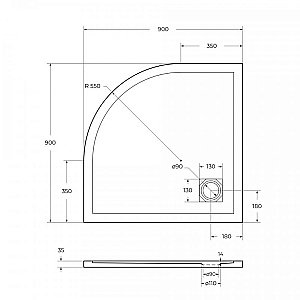 Душевой поддон BelBagno TRAY-MR-UNO-R-90-550-35-W-BO белый купить в интернет-магазине Sanbest