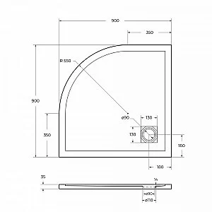 Душевой поддон BelBagno TRAY-MR-UNO-R-90-550-35-W-BO белый купить в интернет-магазине Sanbest