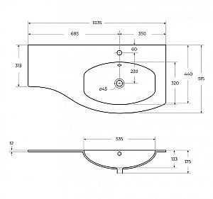 Тумба с раковиной Cezares VAGUE 100 54854+50154+54856 Grigio lucido правосторонняя для ванной в интернет-магазине Sanbest