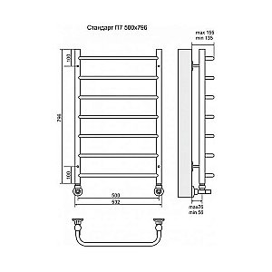 Полотенцесушитель водяной Terminus Стандарт П7 500x796 купить в интернет-магазине сантехники Sanbest