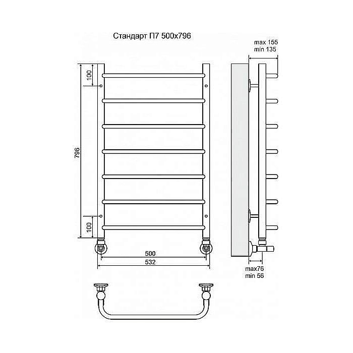 Полотенцесушитель водяной Terminus Стандарт П7 500x796 купить в интернет-магазине сантехники Sanbest