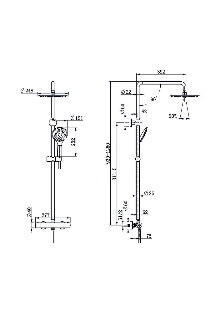 Душевая система Cersanit BRASKO 63066 хром купить в интернет-магазине сантехники Sanbest