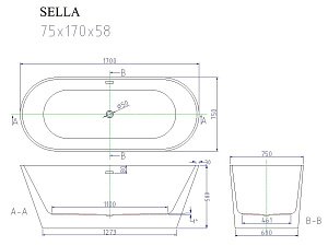 Ванна CeruttiSpa SELLA CT9040 170x75 купить в интернет-магазине Sanbest