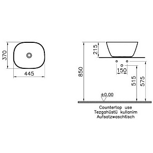 Раковина накладная Vitra Plural 45 7811B483-0016 черная матовая купить в интернет-магазине Sanbest