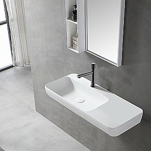 Смеситель для раковины Vincea Groove VBF-4G1GM вороненая сталь купить в интернет-магазине сантехники Sanbest