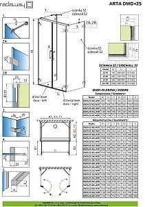 Душевой уголок Radaway Arta DWD+2S Door 40L+50R 90x80 купить в интернет-магазине Sanbest