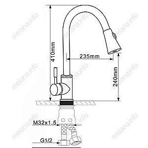 Смеситель для кухни Melana 8110 сатин купить в интернет-магазине сантехники Sanbest