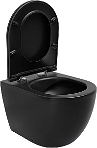 Унитаз приставной Allen Brau Reality 4.32004.31 черный матовый, безободковый, с крышкой микролифт купить в интернет-магазине Sanbest