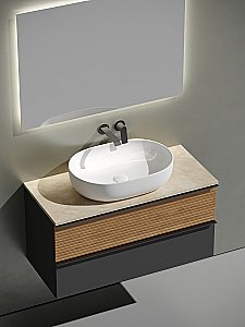 Тумба с раковиной Sancos DELTA 100 со столешницей, дуб красный/графит для ванной в интернет-магазине Sanbest