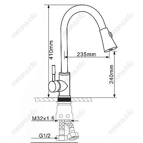 Смеситель для кухни Melana 8110 сатин купить в интернет-магазине сантехники Sanbest