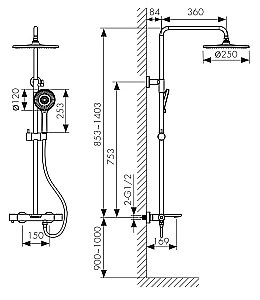 Душевая система Kaiser Serio 05382 хром купить в интернет-магазине сантехники Sanbest