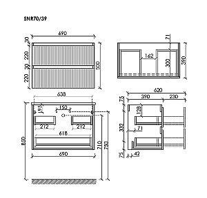 Тумба с раковиной Sancos Snob R SNR70/39SM/CN7029 Doha Soft для ванной в интернет-магазине Sanbest