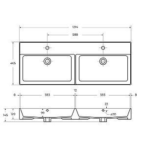 Тумба с раковиной Cezares Molveno 46 120 Legno Bianco для ванной в интернет-магазине Sanbest
