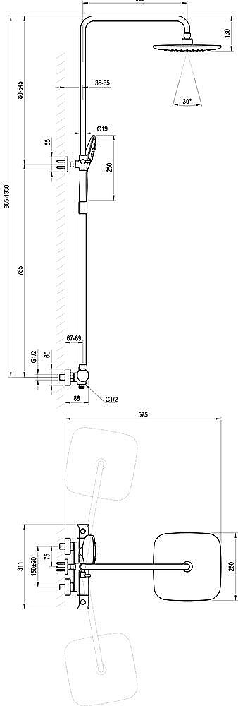 Душевая система Ravak X070443 черный купить в интернет-магазине сантехники Sanbest