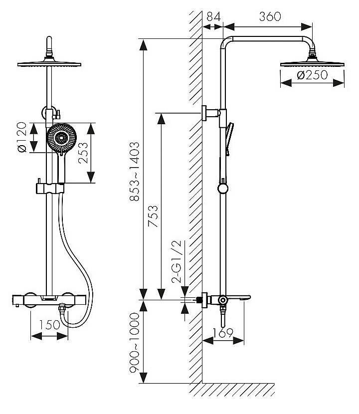 Душевая система Kaiser Serio 05382 хром купить в интернет-магазине сантехники Sanbest