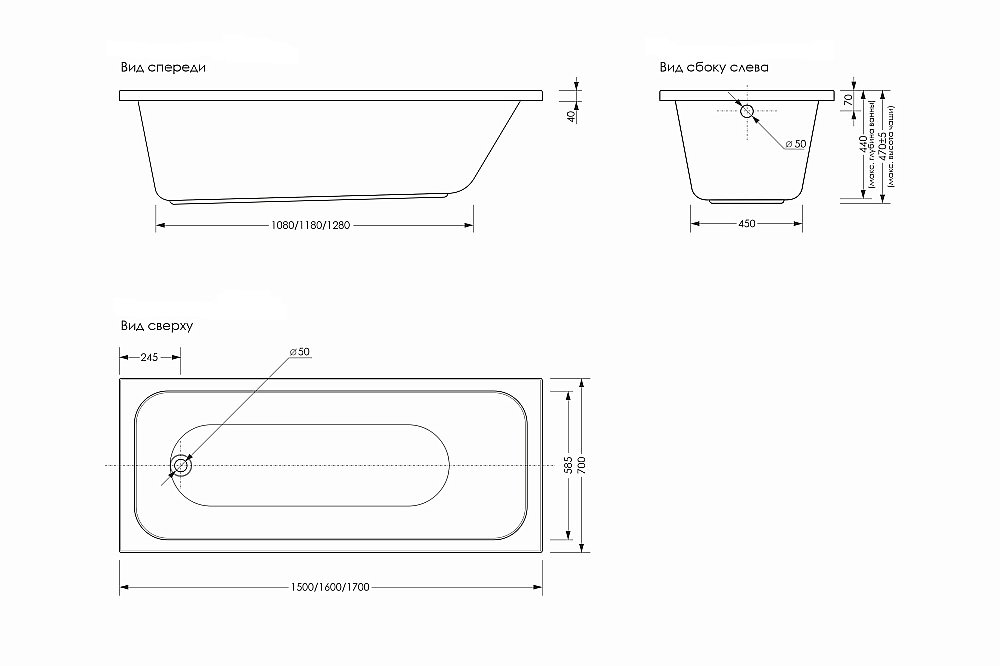 Ванна акриловая Loranto Candia CS00083750 150х70 белая купить в интернет-магазине Sanbest