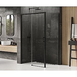 Душевой угол NEW TRENDY PRIME BLACK D-0320A/D-0129B 120x90 стекло прозрачное/профиль черный, левый купить в интернет-магазине сантехники Sanbest