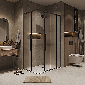 Душевой уголок Grossman Galaxy 90х80 300.K33.01.9080.21.02 стекло шиншилла/профиль черный матовый купить в интернет-магазине Sanbest